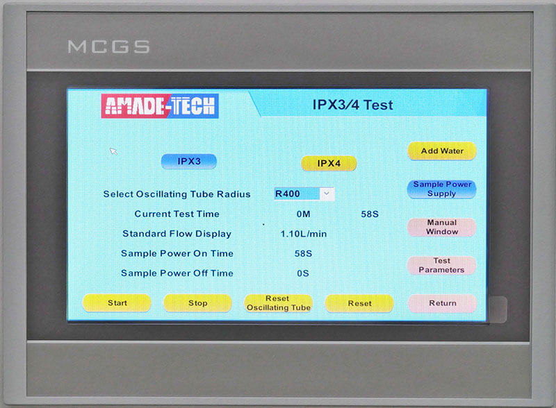 control panel of IPX3-4 Rain test chamber
