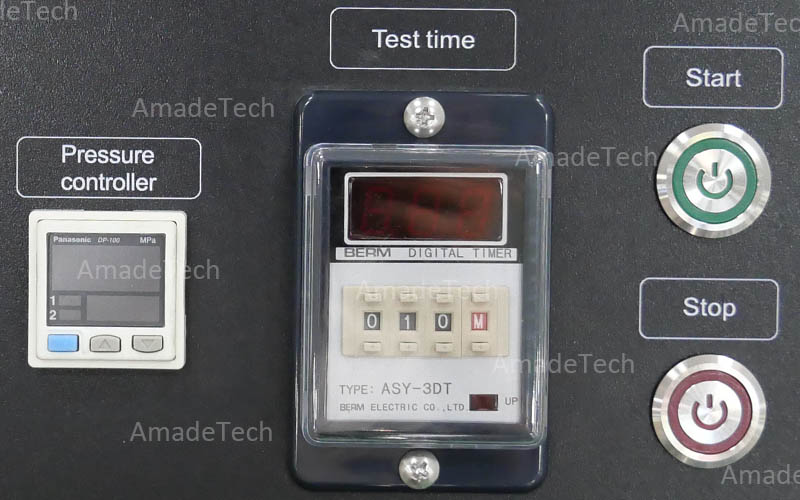 control panel of IPX8 immersion pressure tester