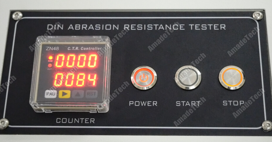 DIN abrasion tester control panel